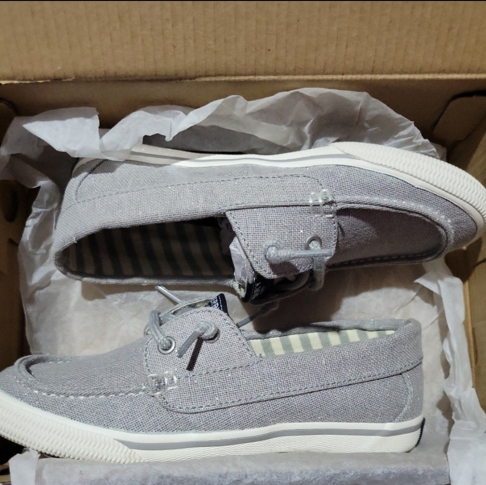 NIB Sperry Kids Girl's Lounge Away - Silver Sparkle